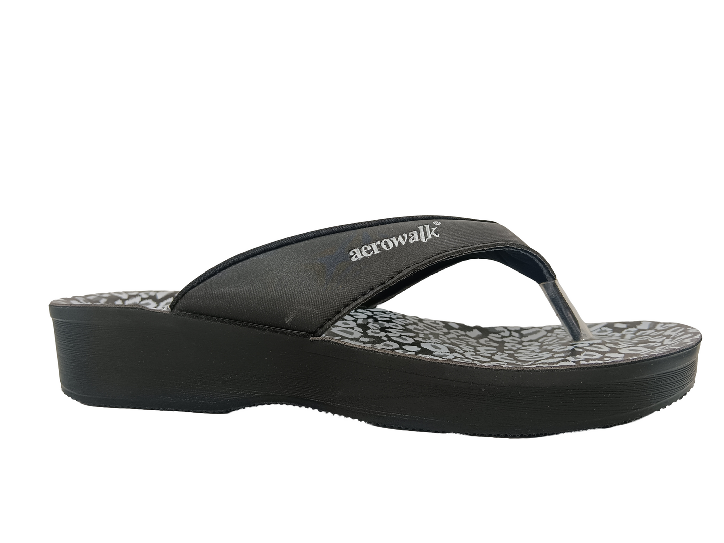 Women's Black Aero Walk Chappal Soft
