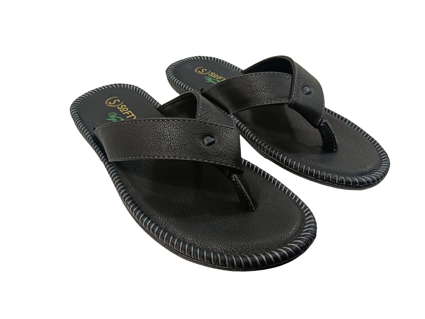 Men's Black V Shape Soft Chappal