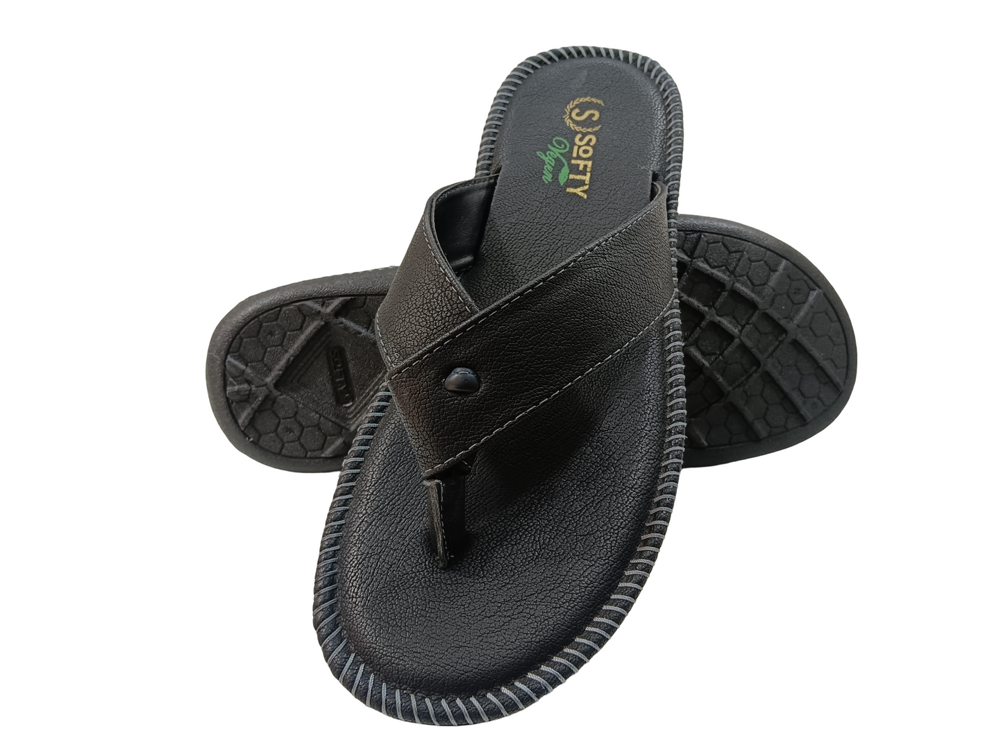 Men's Black V Shape Soft Chappal