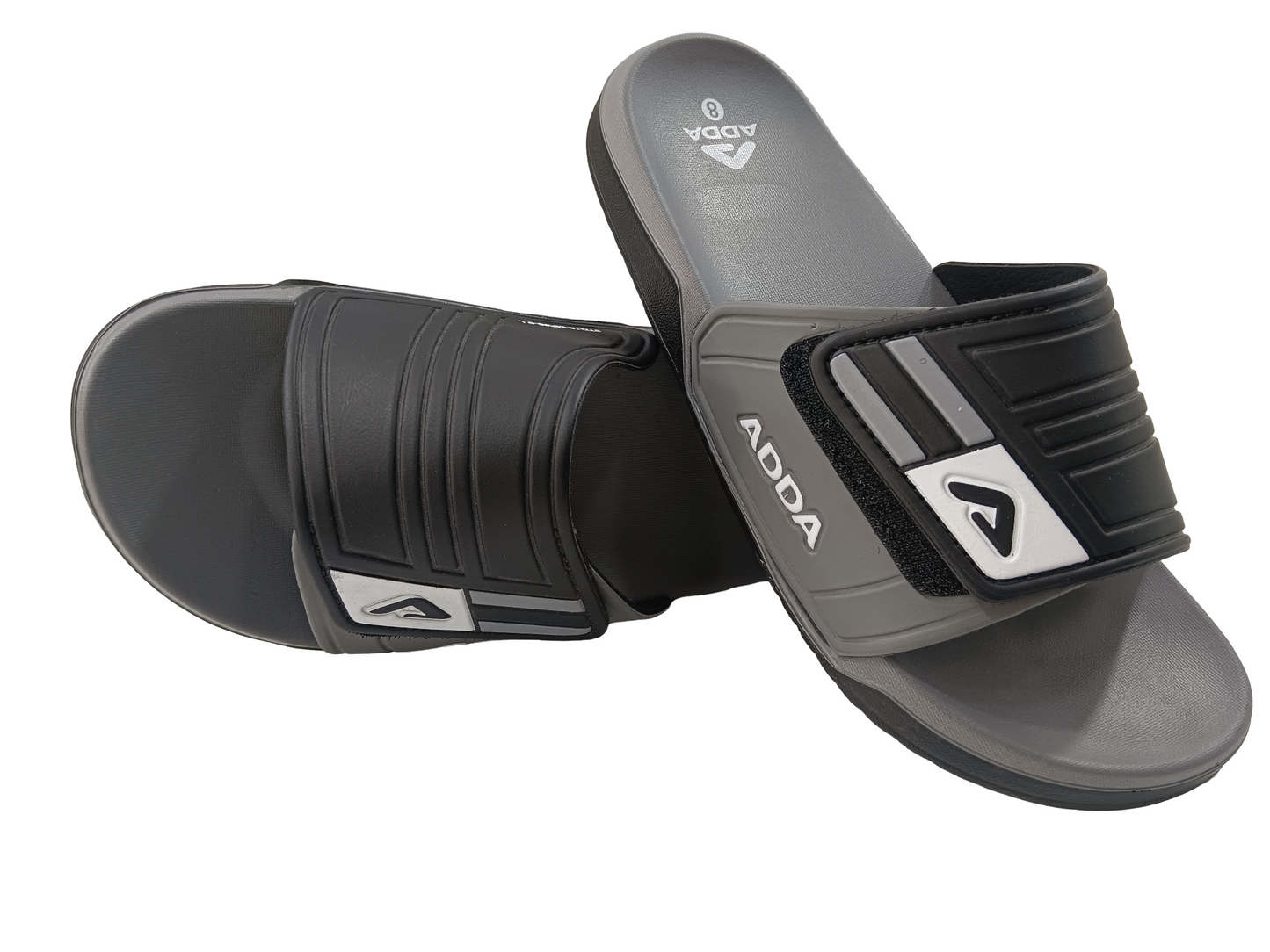 Mens Adda Gry/Blk Flip Flops